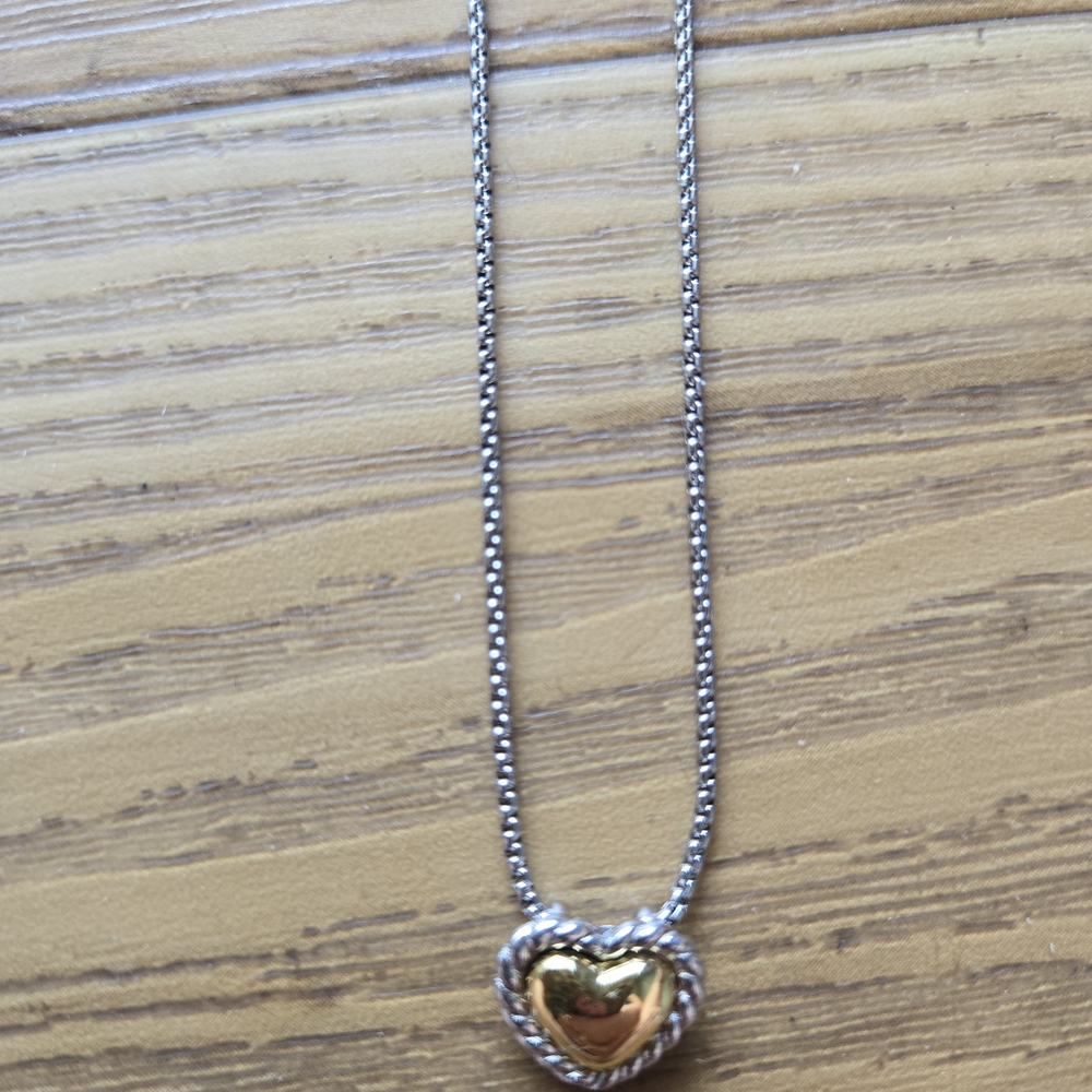 Gold and Silver Heart Pendant Necklace